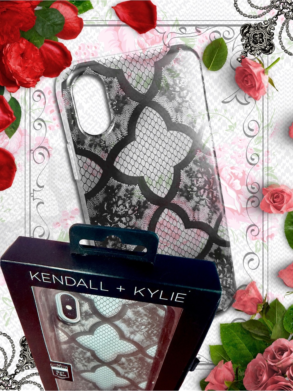 Kendall & Kylie Black Lace Overlay Clear Phone Case